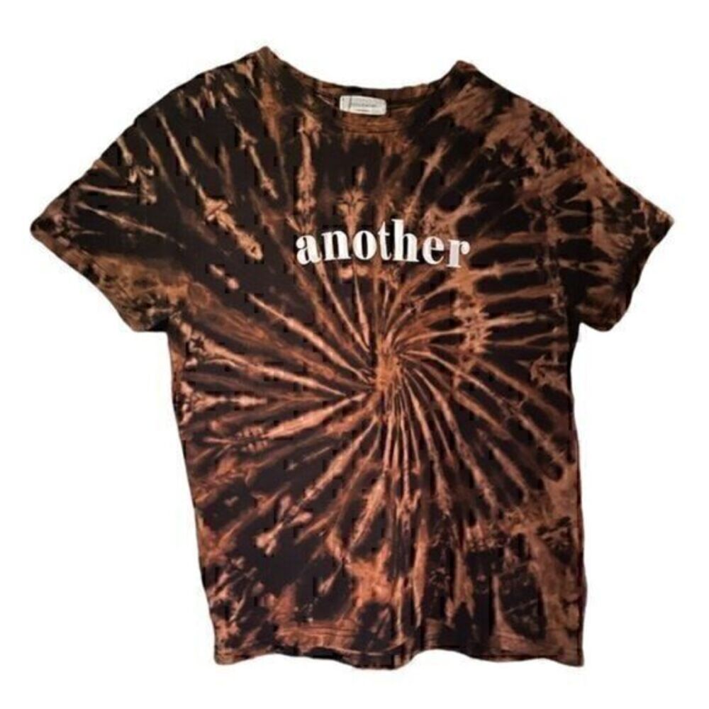 Y2K Grunge Bleach Tie Dye Graphic T-Shirt "Another" Rust Black Medium